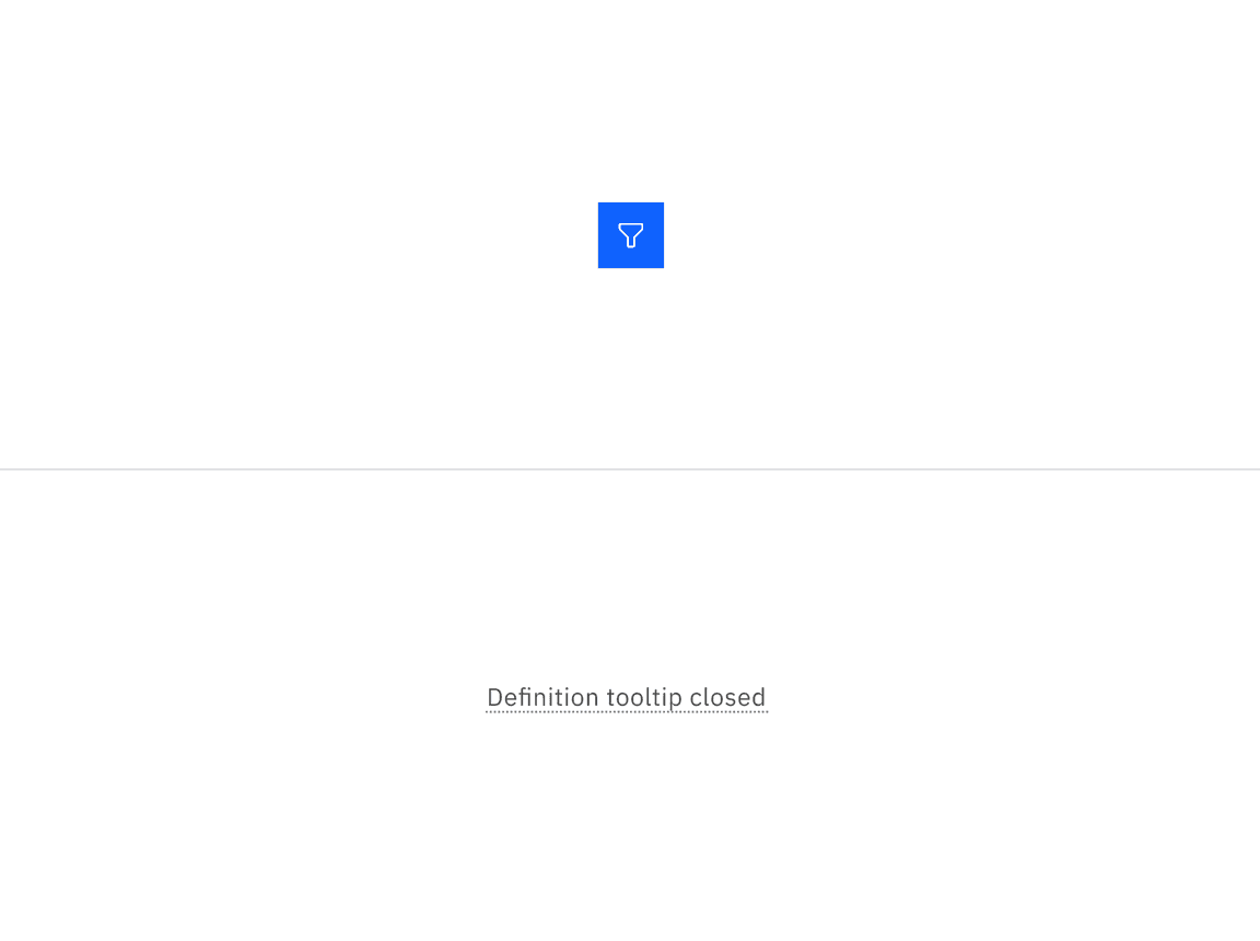 Closed state of an icon button and definition tooltip