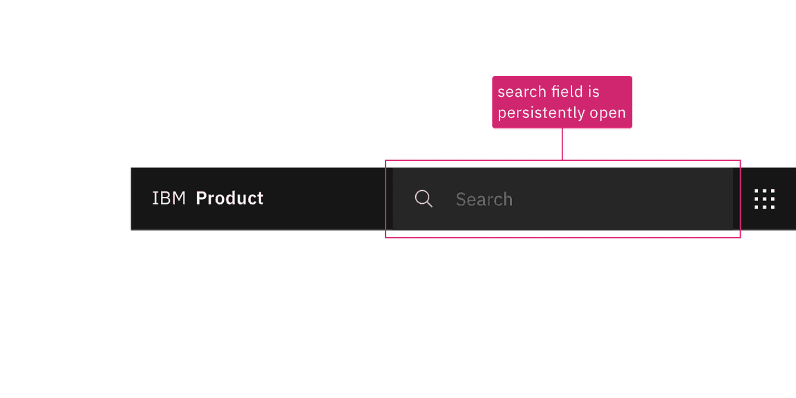 an annotation stating the search bar is persistently expanded