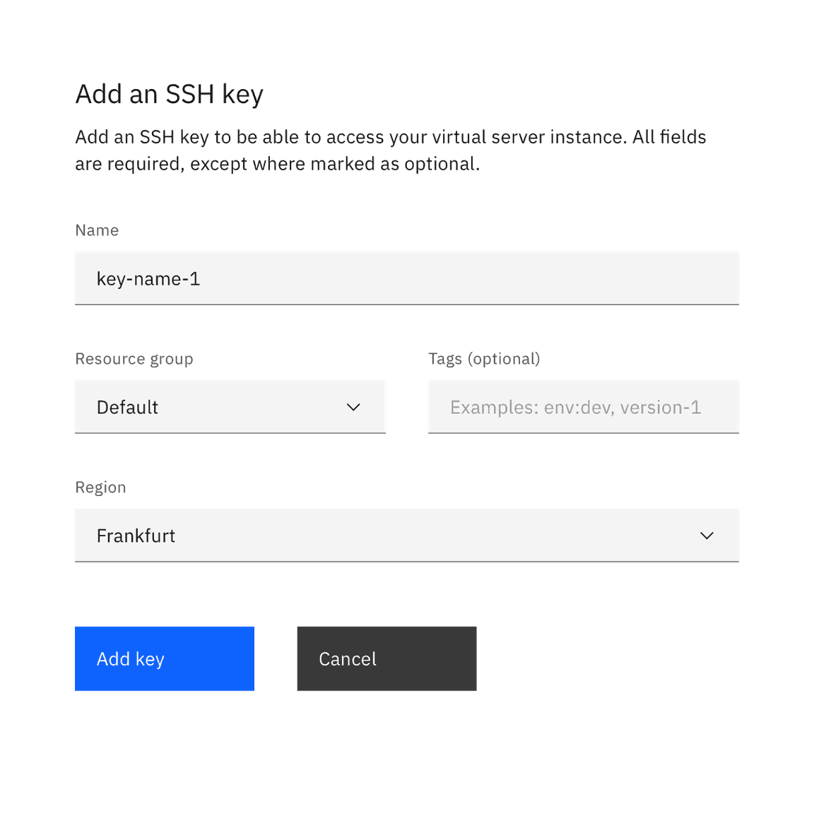 Example of a short user sign-up form using the optional pattern